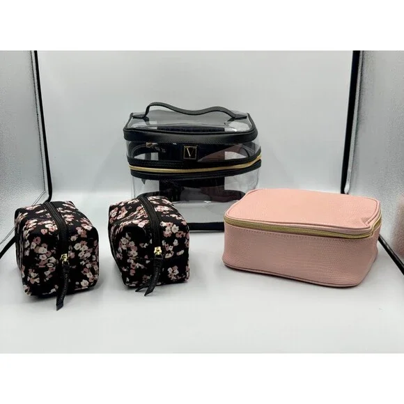 VICTORIA'S SECRET 6 Piece Midnight Rose Travel Make-Up Train Case Backpack NWOT! - Picture 4 of 13